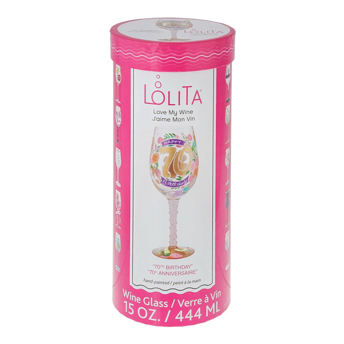 Lolita Happy 70th Birthday Wine Glass