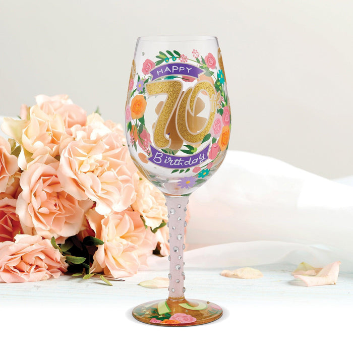 Lolita Happy 70th Birthday Wine Glass