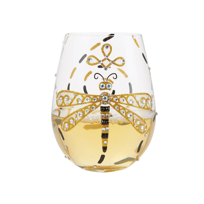 Lolita Happy Dazzling Dragonfly Stemless Wine Glass