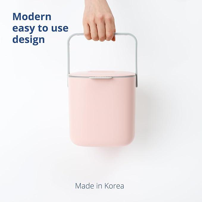 Meisihan 7L Removable Basket & Secure Lid Pink Kitchen Compost Bin – Pink - LemonSalt