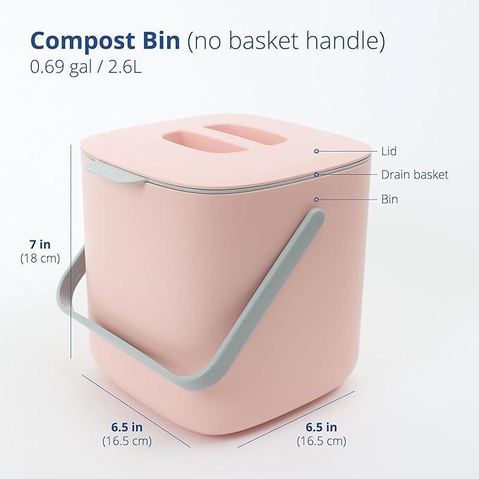 Meisihan 7L Removable Basket & Secure Lid Pink Kitchen Compost Bin – Pink - LemonSalt