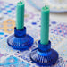 Midnight Forest Small Ribbed Glass Candle Holders - Cobalt Blue - LemonSalt