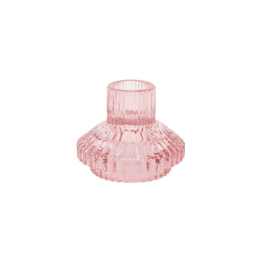 Midnight Forest Small Ribbed Glass Candle Holders - Pink - LemonSalt