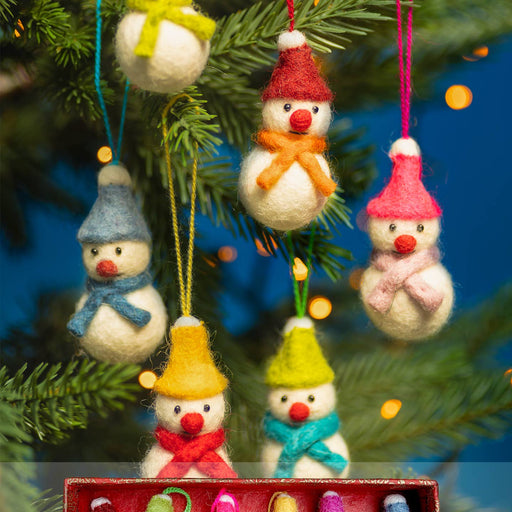 Mini Hanging Felt Snowmen Decorations (Set of 6) - LemonSalt