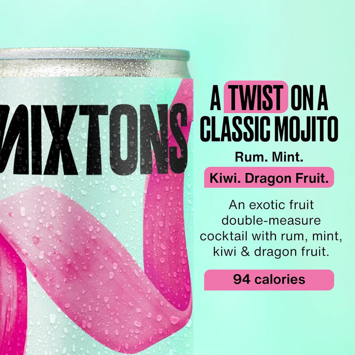 Mixtons Ready-to-Drink Rum Cocktails 8% ABV (12x200ml Cans) – Kiwi, Mint & Dragon Fruit - LemonSalt