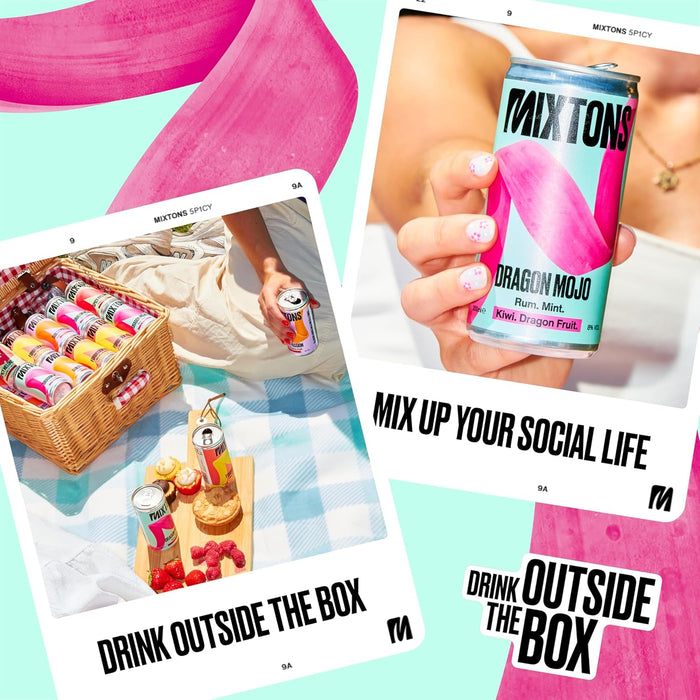 Mixtons Ready-to-Drink Rum Cocktails 8% ABV (12x200ml Cans) – Kiwi, Mint & Dragon Fruit - LemonSalt