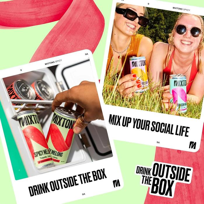 Mixtons Ready-to-Drink Tequila Cocktails 8% ABV (12x200ml Cans) – Watermelon, Lime & Chilli - LemonSalt