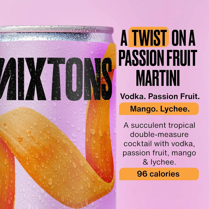 Mixtons Ready-to-Drink Vodka Cocktails 8% ABV (12x200ml Cans) – Passion Fruit, Mango & Lychee - LemonSalt