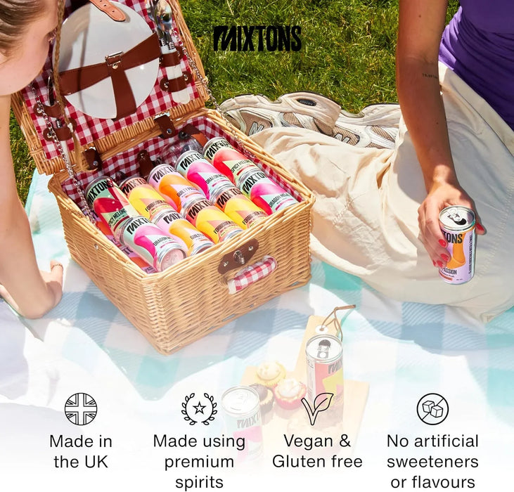 Mixtons Ready-to-Drink Vodka Cocktails 8% ABV (12x200ml Cans) – Passion Fruit, Mango & Lychee - LemonSalt