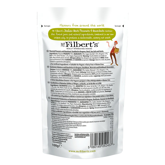 Mr Filberts - Italian Herb Peanuts & Hazelnuts (100g) - LemonSalt