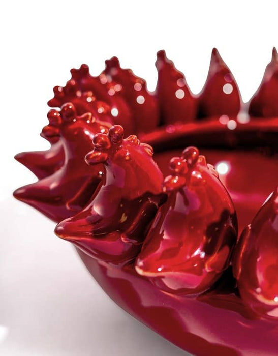 Multi Red Rooster/Chicken Ceramic Bowl (40cm) - LemonSalt