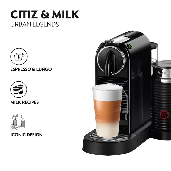 Nespresso by De'Longhi Citiz Capsule Coffee Machine & Aeroccino Milk Frother Black - LemonSalt