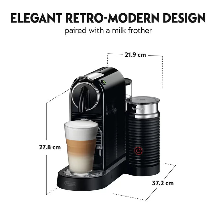 Nespresso by De'Longhi Citiz Capsule Coffee Machine & Aeroccino Milk Frother Black - LemonSalt
