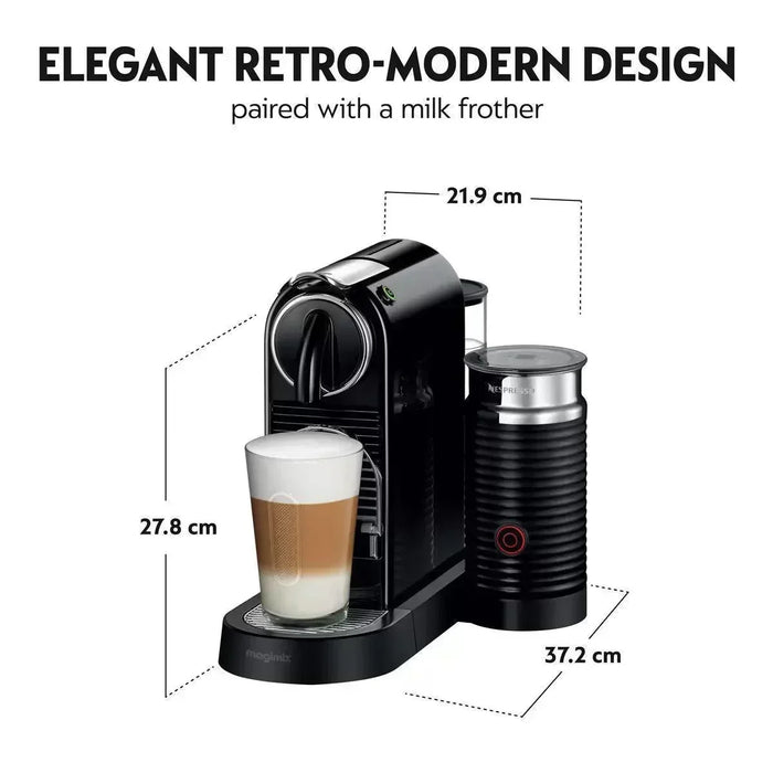 Nespresso by Magimix Citiz Capsule Coffee Machine & Aeroccino Milk Frother in Black - LemonSalt