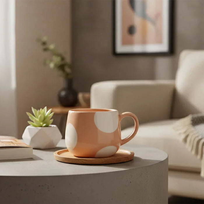 Nordic Style Ceramic Coffee Mug with Irregular Rim – Blush Spot - LemonSalt