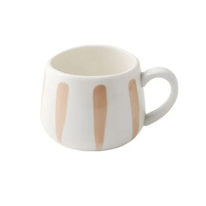 Nordic Style Ceramic Coffee Mug with Irregular Rim – Nude Stripe - LemonSalt