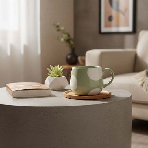 Nordic Style Ceramic Coffee Mug with Irregular Rim – Pistachio Spot - LemonSalt