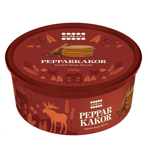 Nyakers - Peppar Kakor - Swedish Gingersnaps in Tub (300g) - LemonSalt