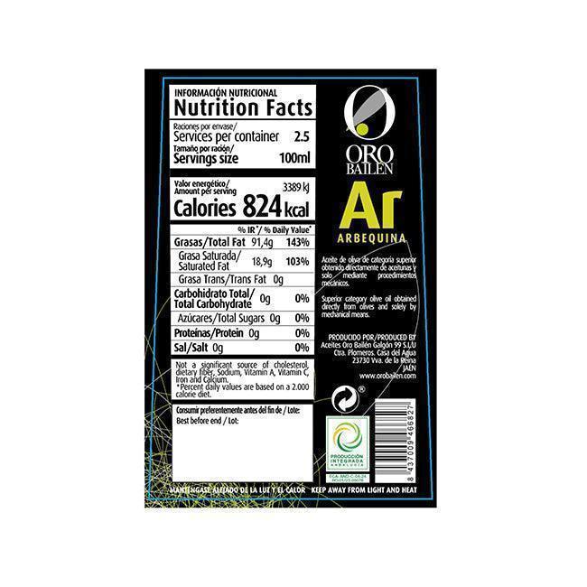 Oro Bailen Extra Virgin Olive Oil - Arbequina (250ml) - LemonSalt