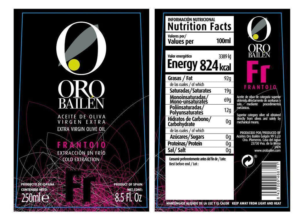 Oro Bailen Extra Virgin Olive Oil - Frantoio (250ml) - LemonSalt