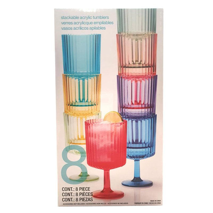 Pandex Acrylic Stacking Tumblers - 8 Pack (335ml) - LemonSalt