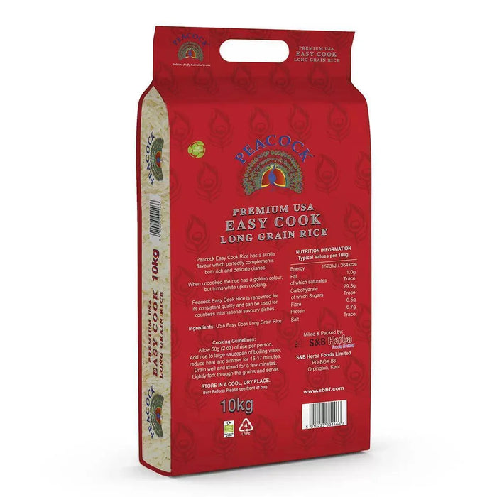 Peacock Premium USA Easy Cook Long Grain Rice (10kg) - LemonSalt