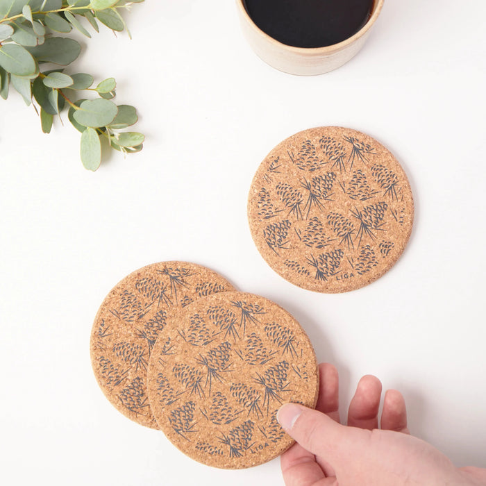 Liga Cork Coaster - Pinecone Grey