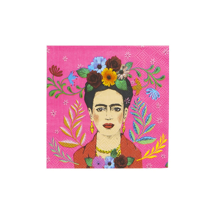 Pink Frida Kahlo Cocktail Paper Napkins - 20 Pack - LemonSalt