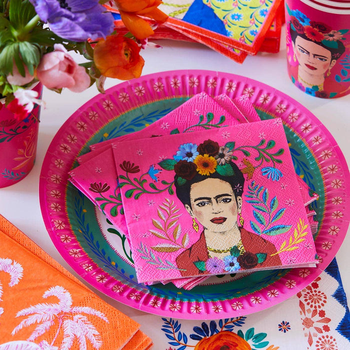 Pink Frida Kahlo Cocktail Paper Napkins - 20 Pack - LemonSalt
