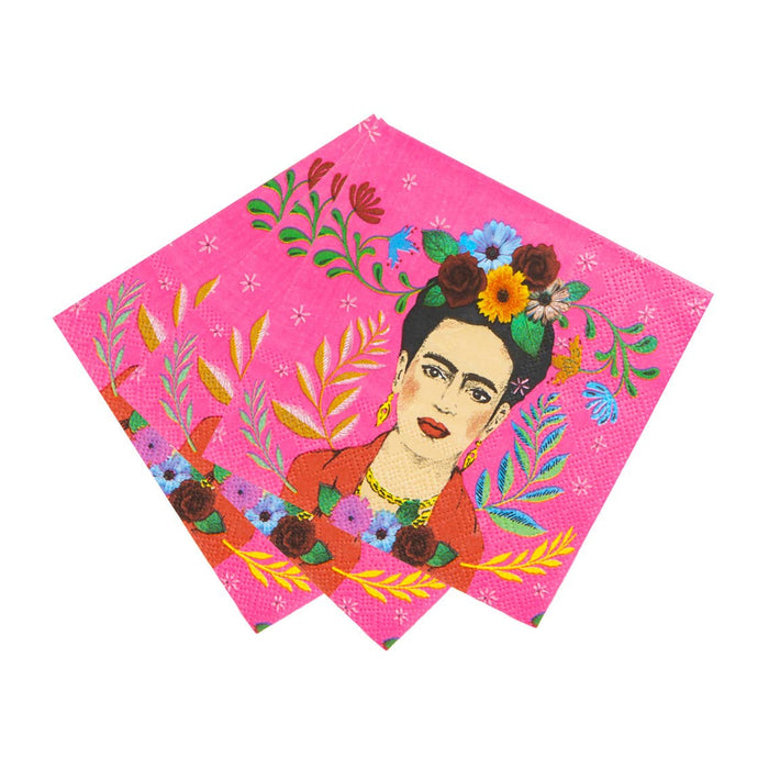 Pink Frida Kahlo Cocktail Paper Napkins - 20 Pack - LemonSalt