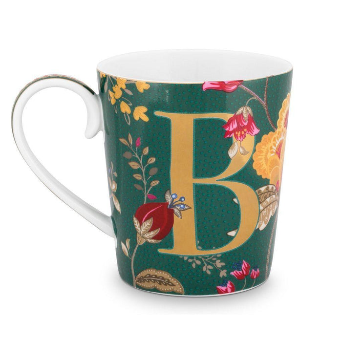 Pip Studio - Alphabet Mug Floral Fantasy Green B 350ml - LemonSalt