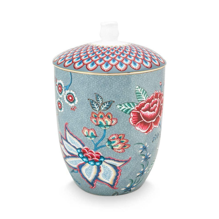 Pip Studio Flower Festival Storage Jar Light Blue 1.5ltr - LemonSalt
