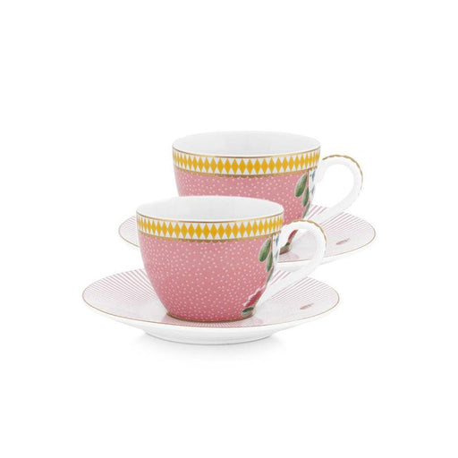 Pip Studio - La Majorelle Espresso Cups & Saucers - Pink (Set of 2) - LemonSalt