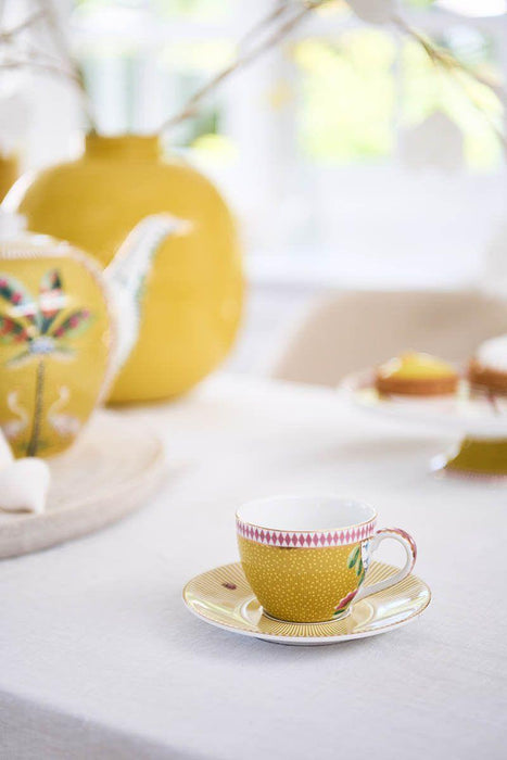 Pip Studio - La Majorelle Espresso Cups & Saucers - Yellow (120ml) - LemonSalt
