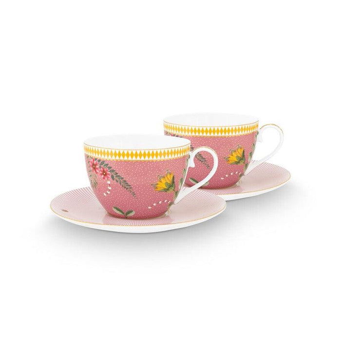 Pip Studio - La Majorelle Set of 2 Cappuccino Cups & Saucers - Pink (280ml) - LemonSalt