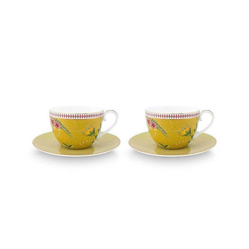 Pip Studio - La Majorelle Set of 2 Cappuccino Cups & Saucers - Yellow (280ml) - LemonSalt