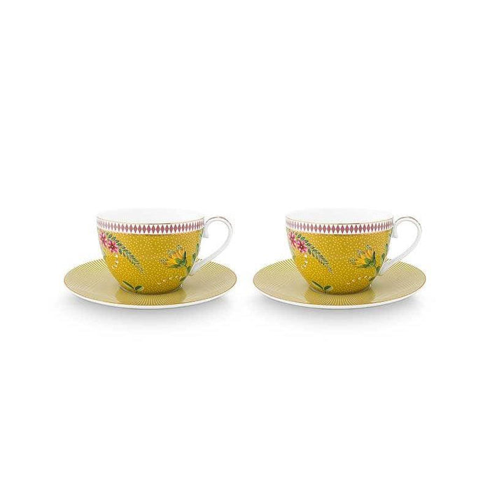 Pip Studio - La Majorelle Set of 2 Cappuccino Cups & Saucers - Yellow (280ml) - LemonSalt