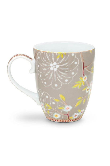 Pip Studio Large Mug Early Bird Khaki Floral 2.0 | {{ collection.title }}