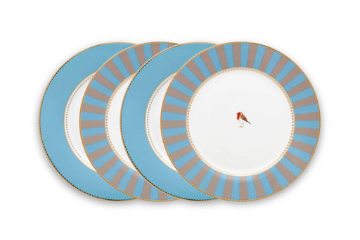 Pip Studio - Love Birds Plates (Set of 4) - Blue & Khaki (21cm) | {{ collection.title }}