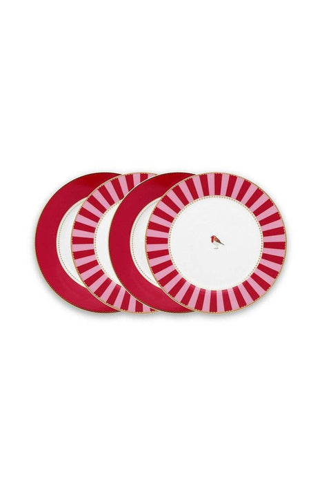 Pip Studio - Love Birds Plates (Set of 4) - Red-Pink (21cm) | {{ collection.title }}