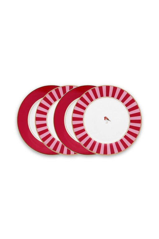 Pip Studio - Love Birds Plates (Set of 4) - Red-Pink (21cm) | {{ collection.title }}