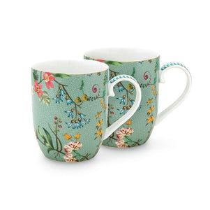 Pip Studio Set of 2 Small Jolie Flowers Blue Mugs | {{ collection.title }}
