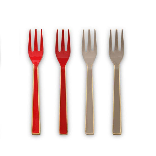 Pip Studio - Set of 4 Khaki/Red 16cm Enamelled Cake Forks | {{ collection.title }}