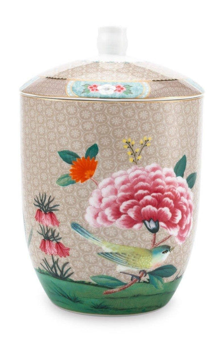 Pip Studio Storage Jar Blushing Birds Khaki (1.5ltr) - LemonSalt