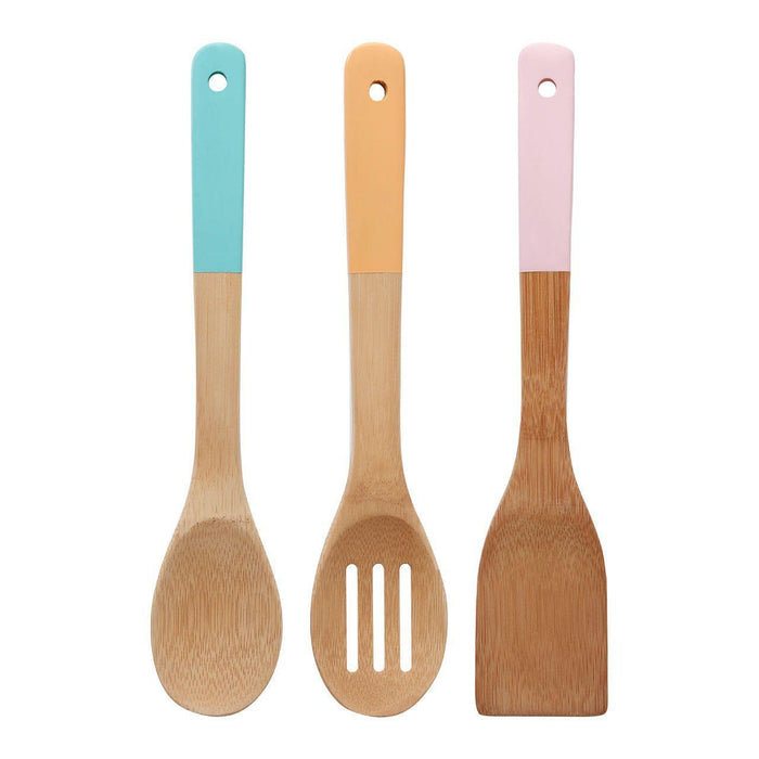 Premier Housewares 3Pc Bamboo Kitchen Utensil Set - Assorted Pastel Colours