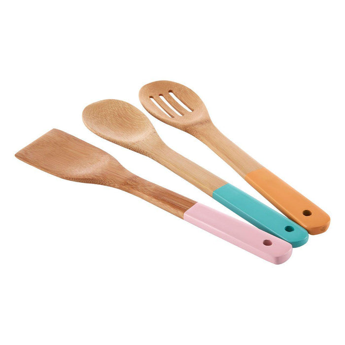 Premier Housewares 3Pc Bamboo Kitchen Utensil Set - Assorted Pastel Colours