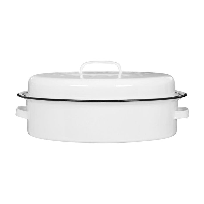 Premier Housewares White Oval Self Basting Roaster - (4500ml)