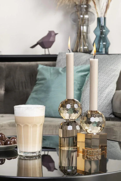 Present Time Crystal Art Large Bowl Candle Holder - Sand Brown