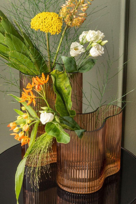 Present Time Large Allure Waves Vase - Sand Brown