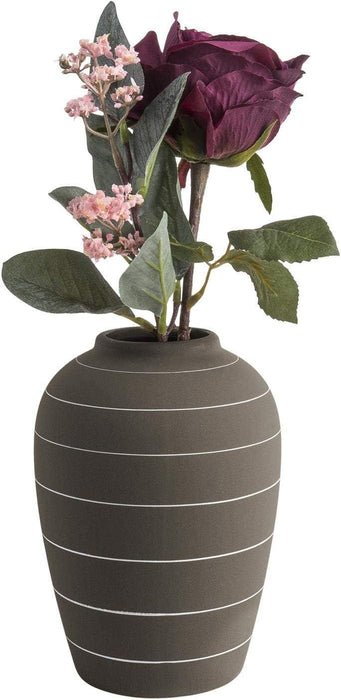 Present Time Living Terra Cone Ceramic Vase - Dark Brown - LemonSalt